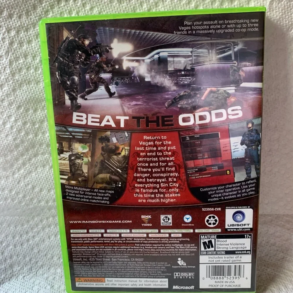 Tom Clancy's Rainbow Six: Vegas 2 (Microsoft Xbox 360, 2008)